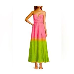 NWT! Antonio Melani Pink & Green Maxi Dress Size 4